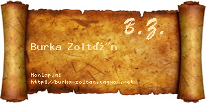 Burka Zoltán névjegykártya